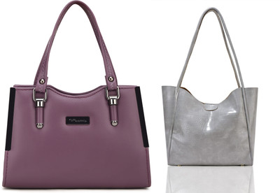 Trendycraft Women Black, Purple Shoulder Bag(Pack of: 2)