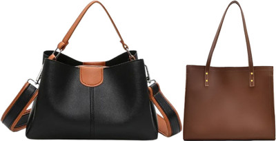 Trendycraft Women Black, Tan Sling Bag(Pack of: 2)