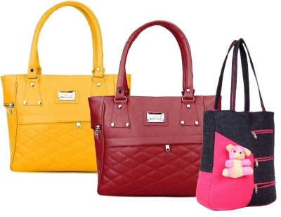 house of common Women Yellow, Maroon, Pink Messenger Bag(Pack of: 3)