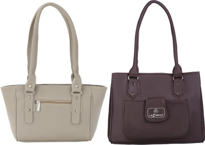 Lazzaroo Women Beige, Brown Shoulder Bag(Pack of: 2)