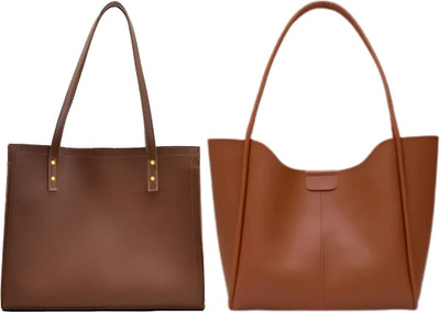 Trendycraft Women Tan, Tan Tote(Pack of: 2)