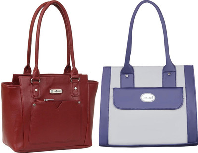 Lazzaroo Women Maroon, Grey Shoulder Bag(Pack of: 2)