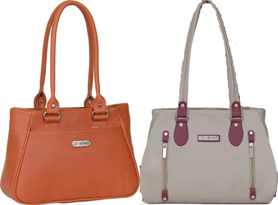 Lazzaroo Women Tan, Beige Shoulder Bag(Pack of: 2)