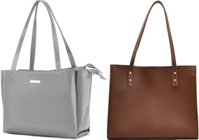 Trendycraft Women Grey, Tan Shoulder Bag(Pack of: 2)