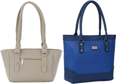 Lazzaroo Women Beige, Blue Shoulder Bag(Pack of: 2)