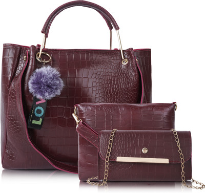 Dressberry Women Maroon Handbag(Pack of: 3)