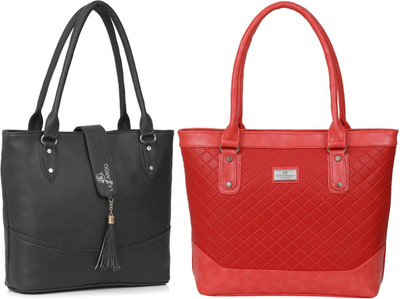 Lazzaroo Women Black, Red Shoulder Bag(Pack of: 2)