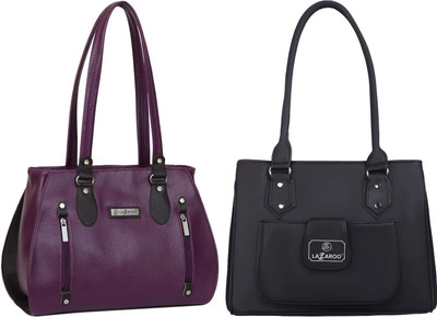 Lazzaroo Women Purple, Black Shoulder Bag(Pack of: 2)