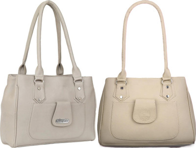 Lazzaroo Women White, Beige Shoulder Bag(Pack of: 2)