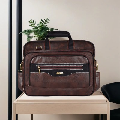 VIRU ENTERPRISE Brown & Black Color Faux Leather 28L Messenger Bag For Men BG106 Messenger Bag(Brown, 28 L)