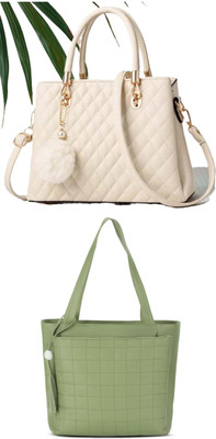 khatushyam collection Women White, Green Hobo(Pack of: 2)