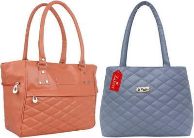 Reprox Women Tan, Grey Hand-held Bag(Pack of: 2)