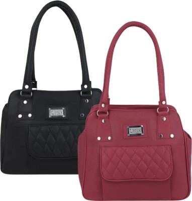 JRD COLLECTION Women Black, Maroon Shoulder Bag(Pack of: 2)