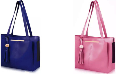 Shishtha Women Blue, Pink Handbag(Pack of: 2)