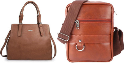 CIMONI Women Brown, Tan Shoulder Bag(Pack of: 2)