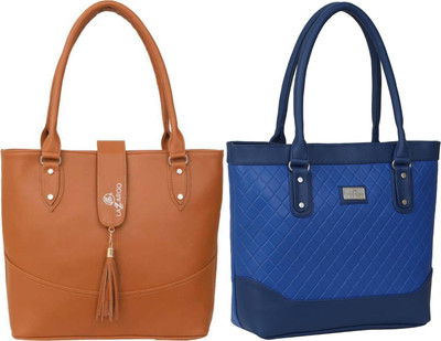 Lazzaroo Women Tan, Blue Shoulder Bag(Pack of: 2)