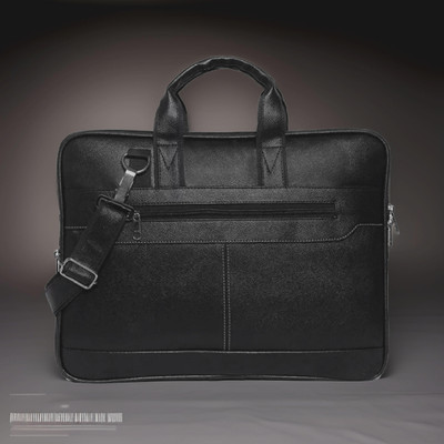 JairaJ Unisex Synthetic Leather Laptop Shoulder Messenger Bag men women Waterproof Messenger Bag(Black, 478 L)