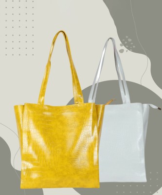 Dcozi Women Yellow, White Shoulder Bag(Pack of: 2)