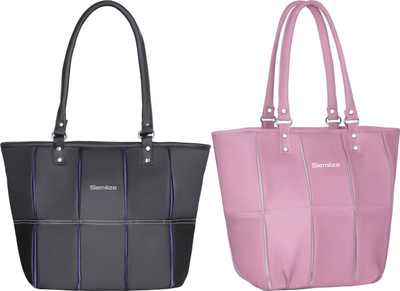 semiize Women Pink, Black Shoulder Bag(Pack of: 2)