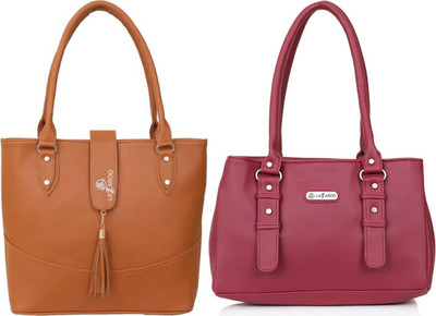 Lazzaroo Women Tan, Red Shoulder Bag(Pack of: 2)