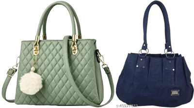 Plama Girls Green, Blue Satchel(Pack of: 2)