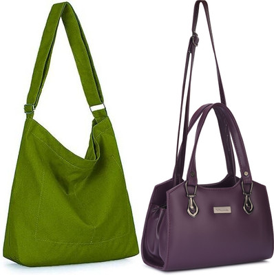 Trendycraft Women Green, Purple Sling Bag(Pack of: 2)