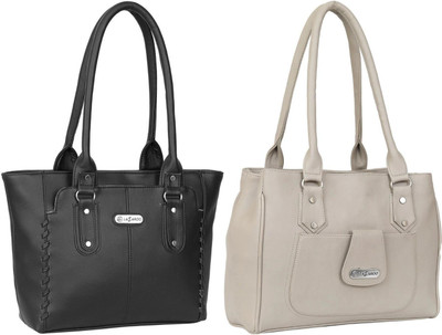 Lazzaroo Women Black, White Shoulder Bag(Pack of: 2)