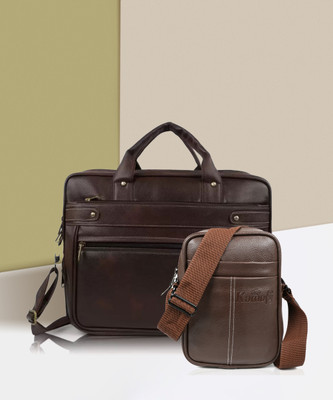 Romofy Men Brown Messenger Bag(Pack of: 2)