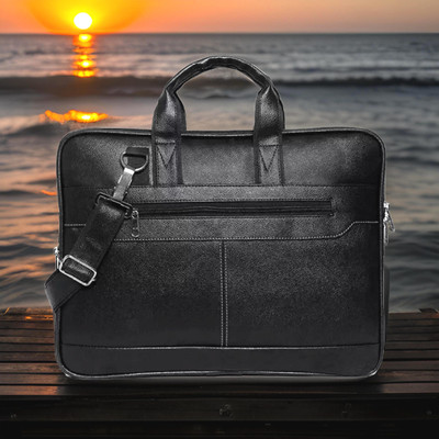 JairaJ Unisex Synthetic Leather Laptop Shoulder Messenger Bag men women Waterproof Messenger Bag(Black, 63 L)