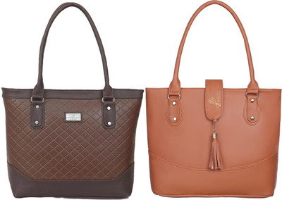 Lazzaroo Women Brown, Tan Shoulder Bag(Pack of: 2)