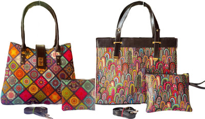 CRAFTWELL Women Multicolor Tote(Pack of: 2)