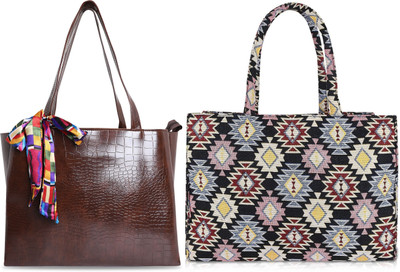 HBC Women Brown, Multicolor Shoulder Bag(Pack of: 2)