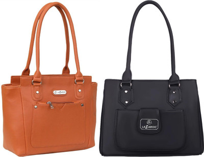 Lazzaroo Women Tan, Black Shoulder Bag(Pack of: 2)