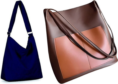 Trendycraft Women Blue, Brown Shoulder Bag(Pack of: 2)