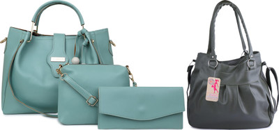 MSK Collection Women Green, Grey Messenger Bag(Pack of: 4)