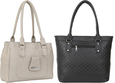 Lazzaroo Women White, Black Shoulder Bag(Pack of: 2)