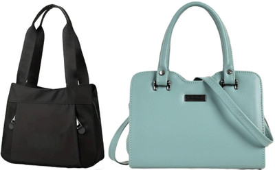 Reprox Women Black, Green Hand-held Bag(Pack of: 2)
