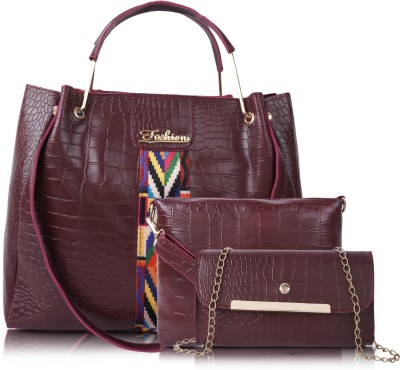 Dressberry Women Maroon Handbag(Pack of: 3)