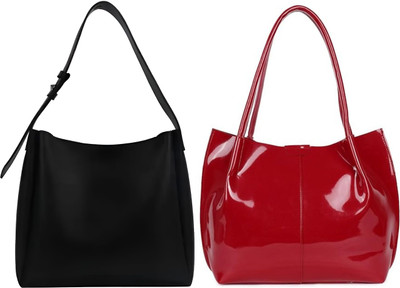 Trendycraft Women Red, Black Handbag(Pack of: 2)
