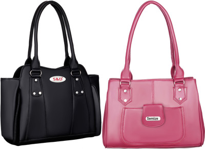 semiize Women Maroon, Black Shoulder Bag(Pack of: 2)