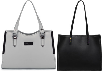 Trendycraft Women Black, Grey Tote(Pack of: 2)