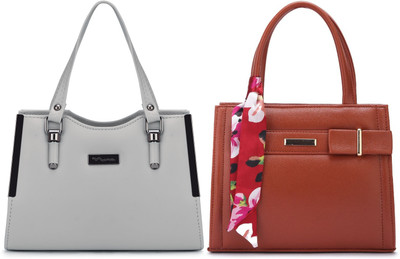 Trendycraft Women Tan, Grey Handbag(Pack of: 2)