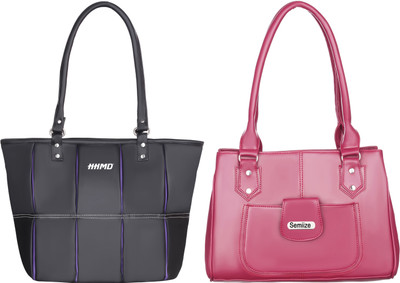 semiize Women Maroon, Black Shoulder Bag(Pack of: 2)