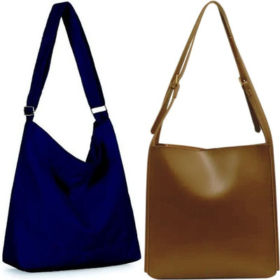 Trendycraft Women Blue, Tan Shoulder Bag(Pack of: 2)