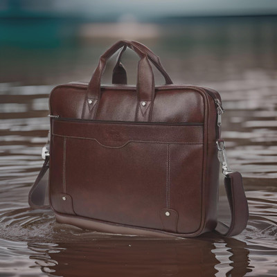 JairaJ hand Messenger laptop Bag Men & Women - Extra Spacious Synthetic Leather Waterproof Messenger Bag(Brown, 1492 L)