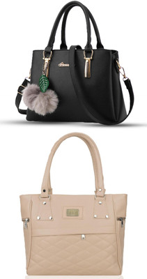 KSC Women Black, Beige Handbag