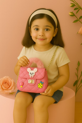 EZGY Pink Sling Bag Cute Shoulder Bag with Golden Chain for Girls