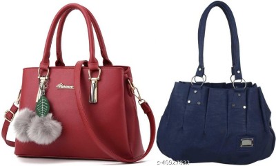 house of common Women Blue, Maroon Handbag(Pack of: 2)