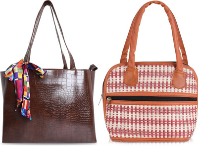 HBC Women Brown, Brown Shoulder Bag(Pack of: 2)