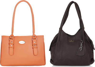 Lazzaroo Women Tan, Brown Shoulder Bag(Pack of: 2)
